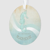 Beach House Seahorse Aqua Blue ID623 Ornament (voorkant)