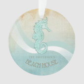 Beach House Seahorse Aqua Blue ID623 Ornament (voorkant)