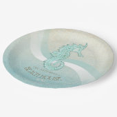 Beach House Seahorse Aqua Blue ID623 Papieren Bordje (Gekanteld)