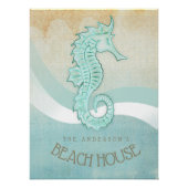 Beach House Seahorse Aqua Blue ID623 Perfect Poster (Voorkant)