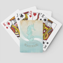 Beach House Seahorse Aqua Blue ID623 Pokerkaarten