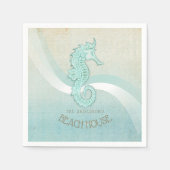 Beach House Seahorse Aqua Blue ID623 Servet (Voorkant)