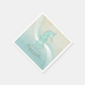 Beach House Seahorse Aqua Blue ID623 Servet (Hoek)