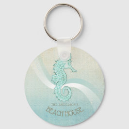 Beach House Seahorse Aqua Blue ID623 Sleutelhanger