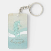 Beach House Seahorse Aqua Blue ID623 Sleutelhanger (achterkant)