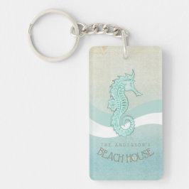 Beach House Seahorse Aqua Blue ID623 Sleutelhanger