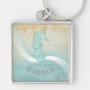 Beach House Seahorse Aqua Blue ID623 Sleutelhanger