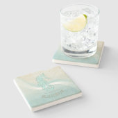 Beach House Seahorse Aqua Blue ID623 Stenen Onderzetter (Zijkant)