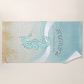 Beach House Seahorse Aqua Blue ID623 Strandlaken (Voorkant)