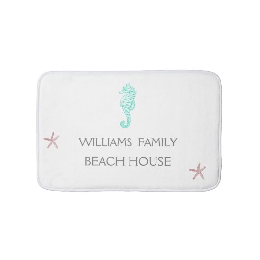BEACH HOUSE SEAHORSE EN STARFISH/MONOGRAM BADMAT (Voorkant)