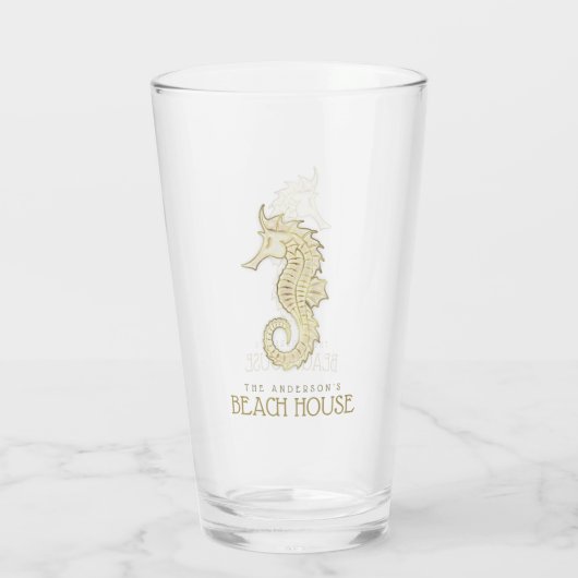 Beach House Seahorse Gold ID623 Glas (Achterkant)