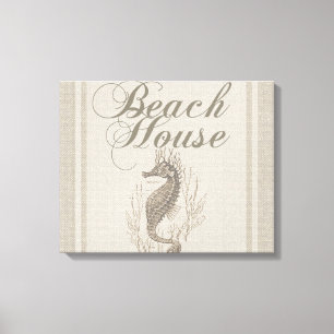 Beach House Seahorse Seashore Canvas Afdruk