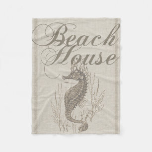 Beach House Seahorse Seashore Fleece Deken