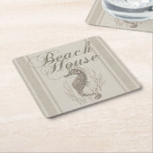 Beach House Seahorse Seashore Kartonnen Onderzetters (Schuin)