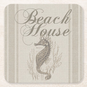 Beach House Seahorse Seashore Kartonnen Onderzetters
