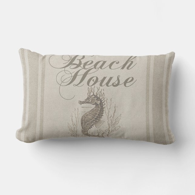 Beach House Seahorse Seashore Kussen (Voorkant)