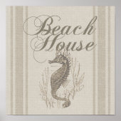 Beach House Seahorse Seashore Poster (Voorkant)