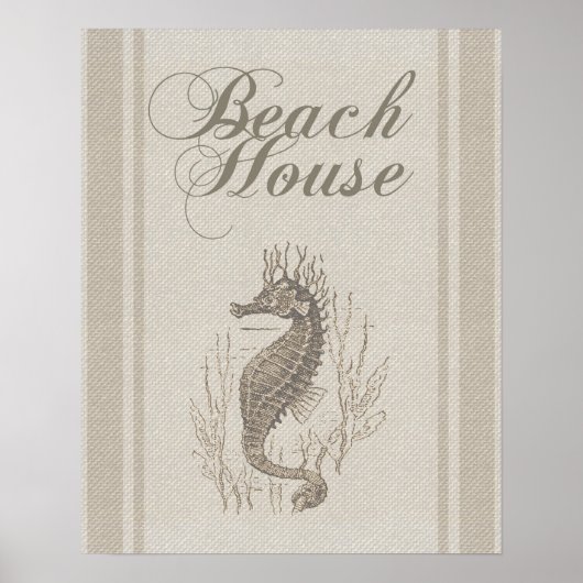 Beach House Seahorse Seashore Poster (Voorkant)