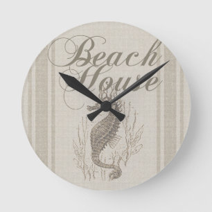 Beach House Seahorse Seashore Ronde Klok