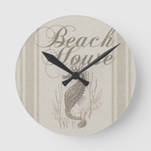 Beach House Seahorse Seashore Ronde Klok (Voorkant)