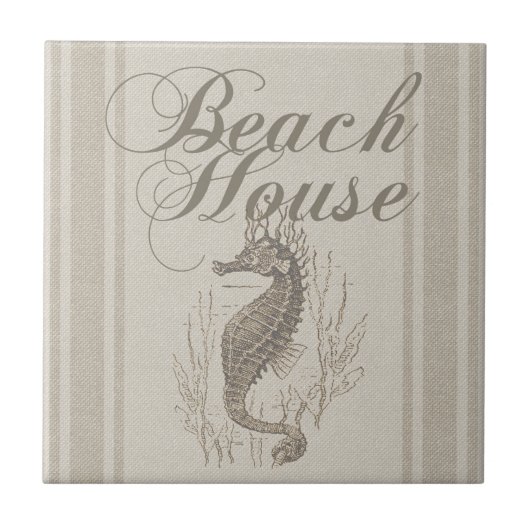 Beach House Seahorse Seashore Tegeltje (Voorkant)