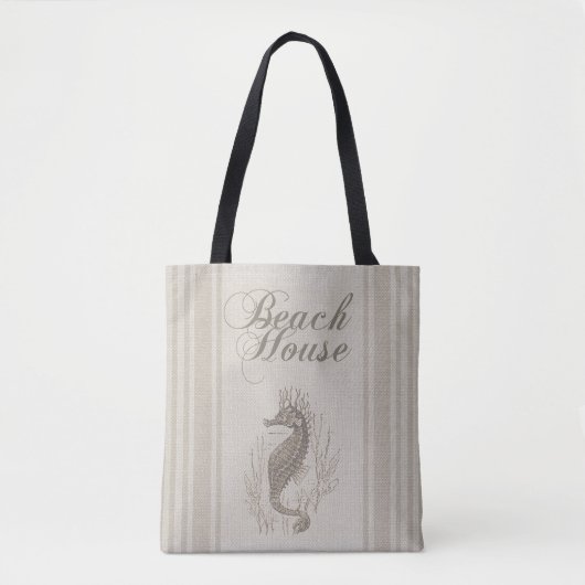 Beach House Seahorse Seashore Tote Bag (Voorkant)