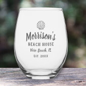 Beach House Seashell Clam Shell Gepersonaliseerde  Wijnglas Zonder Voet
