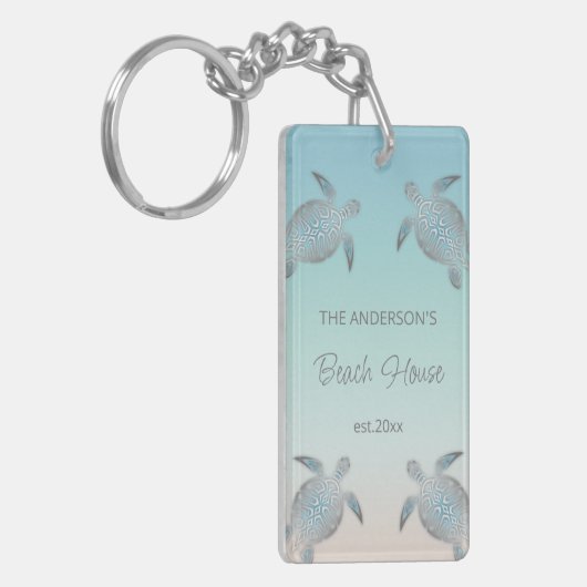 Beach House Silver Turtles Sleutelhanger (Voorkant Links)
