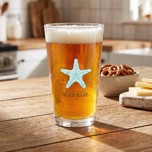 Beach House Starfish Aqua Blauwe ID623 Glas