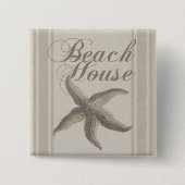 Beach House Starfish Seashore Vierkante Button 5,1 Cm (Voorkant)