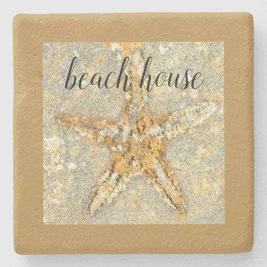 Beach House Starfish Thema Stenen Onderzetter (Voorkant)