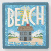 Beach House Stenen Onderzetter (Voorkant)