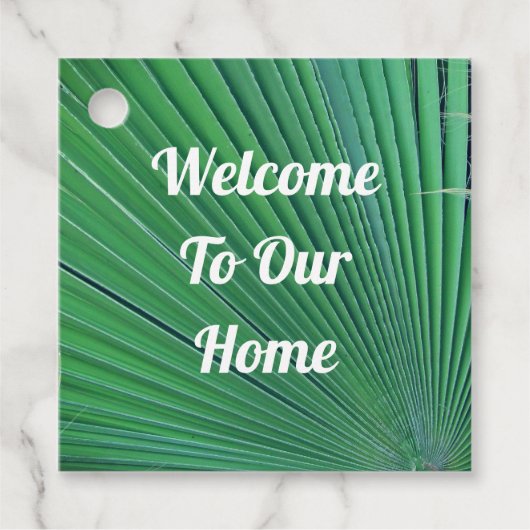 Beach House Tropical Palm Welkom onze gast thuis Bedankjes Labels (Voorkant)