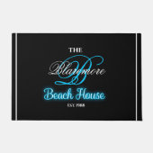 Beach House Turquoise Initiaal White Name Monogram Deurmat (Voorkant)