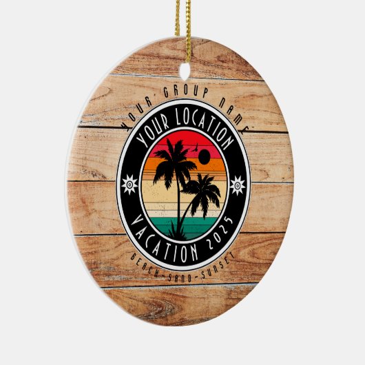 Beach house Vacation Custom Group Name Summer Keramisch Ornament (Rechts)