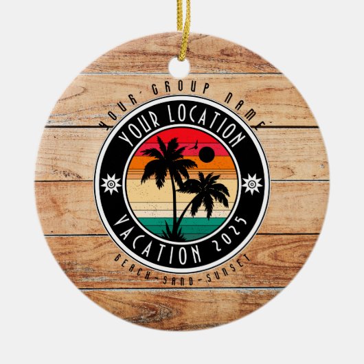 Beach house Vacation Custom Group Name Summer Keramisch Ornament (Voorkant)