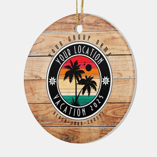 Beach house Vacation Custom Group Name Summer Keramisch Ornament (Links)