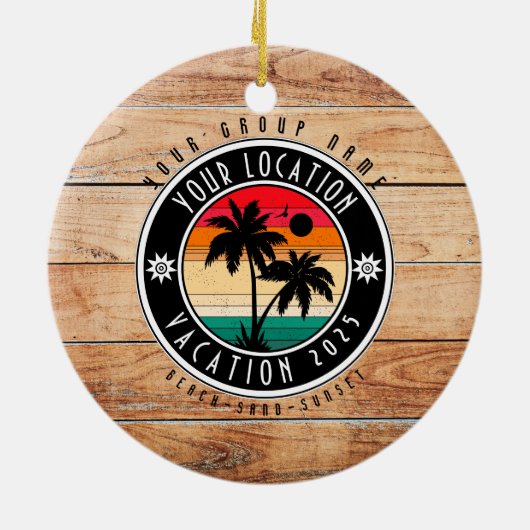 Beach house Vacation Custom Group Name Summer Keramisch Ornament (Achterkant)