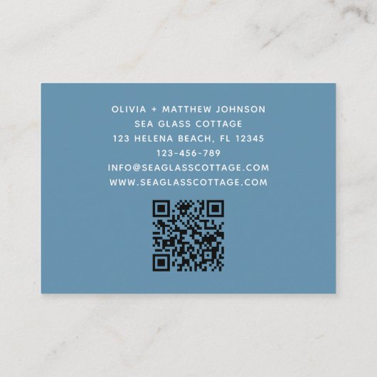 Beach House Vacation Rental QR Code Visitekaartje (Achterkant)