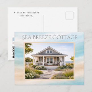 Beach House Vacation Rental Rebooking Card with QR Briefkaart