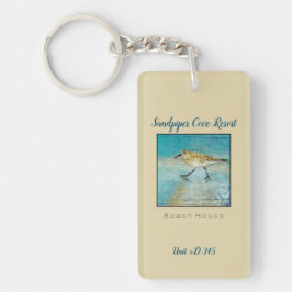 Beach House Vacation Rental Sandpiper Shorebird Sleutelhanger