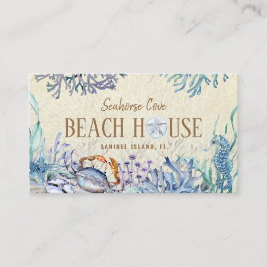 Beach House Vakantiehuis Cottage Visitekaartje (Voorkant)