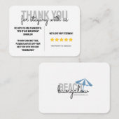 Beach House Vakantiehuis Gast Dank u kaart Notitiekaartje (Voorkant / Achterkant)