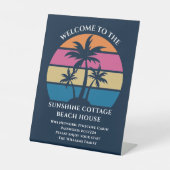 Beach House Vakantiehuis Welkom en Wifi Reclamebord Met Voetstuk (Voorkant)