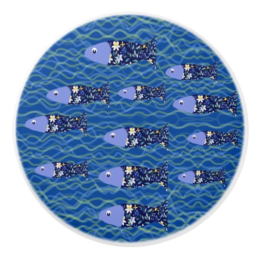 Beach House Vis Zeegezicht Zeevisser Keramische Knop (Voorkant)