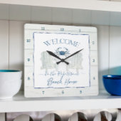Beach House Waterverf Adirondack-stoel Crab Name Vierkante Klok