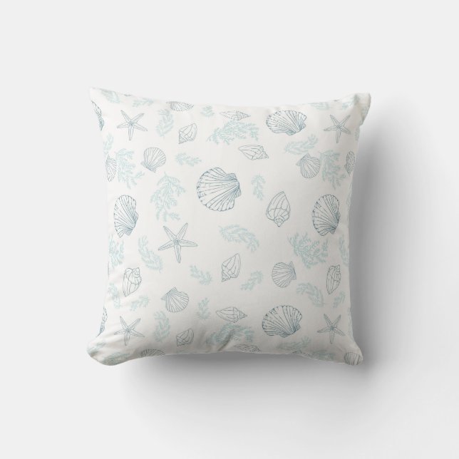 Beach House Waterverf zeeschelp Decoratieve Gooi Kussen (Voorkant)