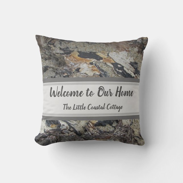 Beach House Welcome Driftwood Foto Coastal Natuur Kussen (Voorkant)