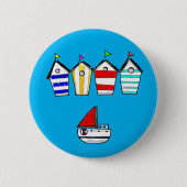Beach House & zee Boat Ronde Button 5,7 Cm (Voorkant)