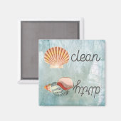 Beach House Zeeschelpen Vaatwasser Schoon Vuil Magneet (Voorkant / Achterkant)